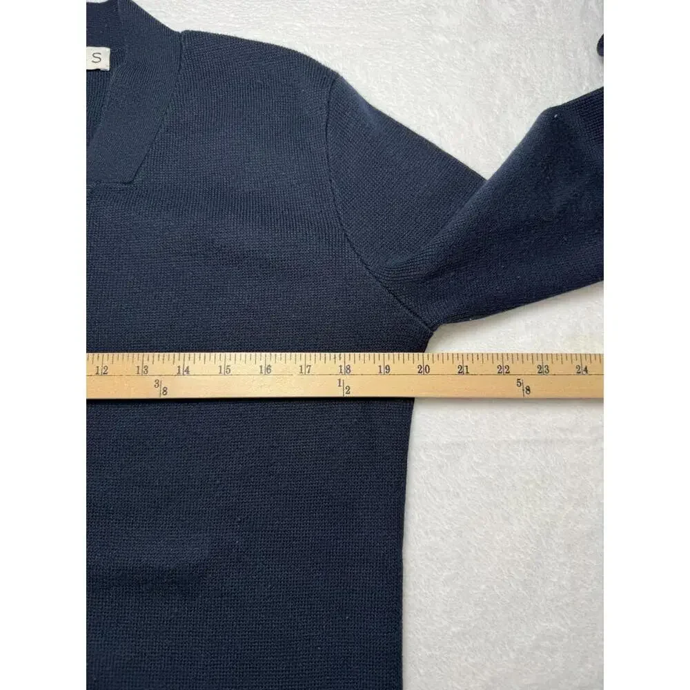 Reiss‎ Zip Cardigan Bomber Small Navy Blue Wool Blend Knitted Jacket Mens